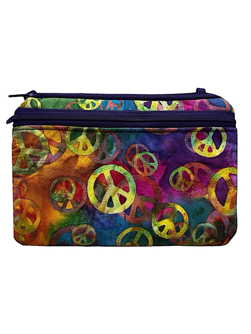 Hand Dyed Fabric Travel Cosmetic Tote Case Pouch Clutch 8x6 Peace Love